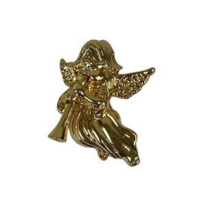 Vintage Daria Angel With Trumpet Horn Pin Brooch Pin Shiny Christmas Holiday